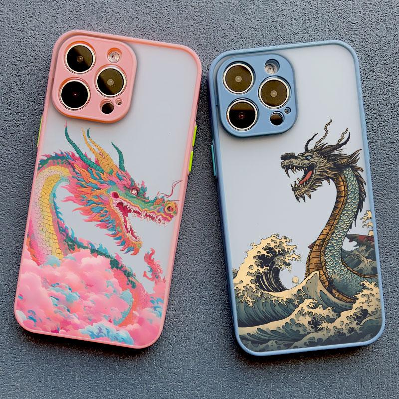 Роскошный модный чехол для телефона с восточным драконом для iPhone 11 12 13 Mini Pro Max 14 15 16 Pro Max Plus XR XS X 7 8 Plus Морская волна INS Чехол