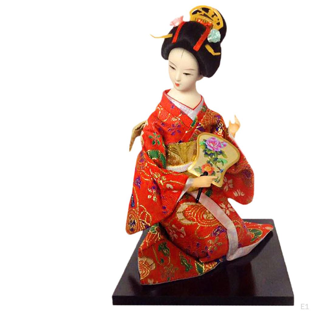 Asian Japanese Geisha Kimono Doll Traditional Table Centerpiece Decor Collectible Craft for Cabinet