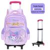 Large Trolley Backpack for Girls Grades 2-4-6, Ages 7-12, with Double Shoulder Straps