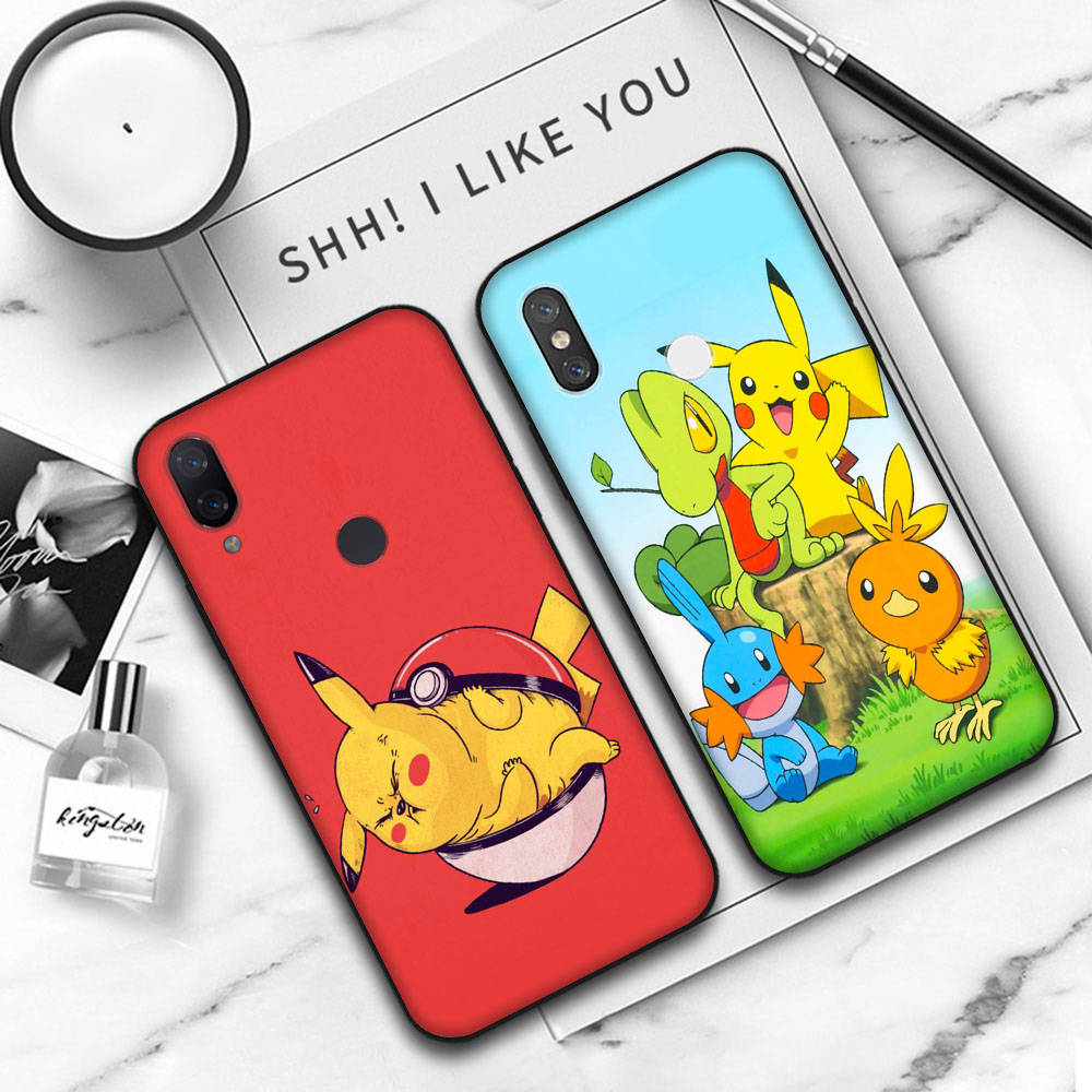 JP37 Pikachu Pokémon Black Soft Case for Xiaomi Poco X6 X4 M5 M6 F5 F6 C65 C55 C50 C51 C40 Pro Redmi 14C A3X 13C 12C 11T 10A 9C Note 7 6 8A Plus