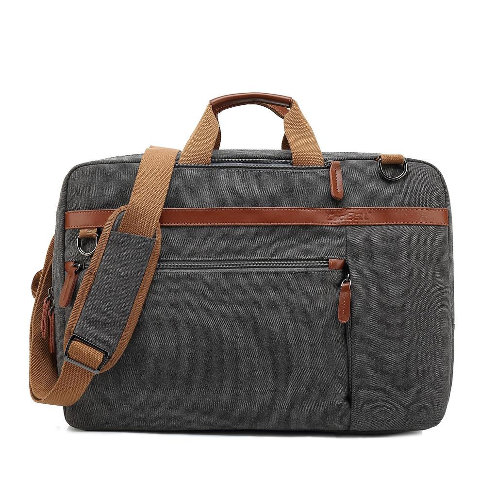 Men Backpacks Cool Bell Nylon/Canvas Male Backpack &Shoulder Bag& Messenger Bag& Handbag 15.6/17.3 Inch Black/Gray CB-5506