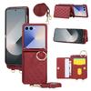 Grid Crossbody Case for Samsung Z Flip 8 7 Fe 6 5 4 3 Flip7 Flip6 Flip5 Flip4 Leather Case Lanyard Phone Case Cards Cash Pocket