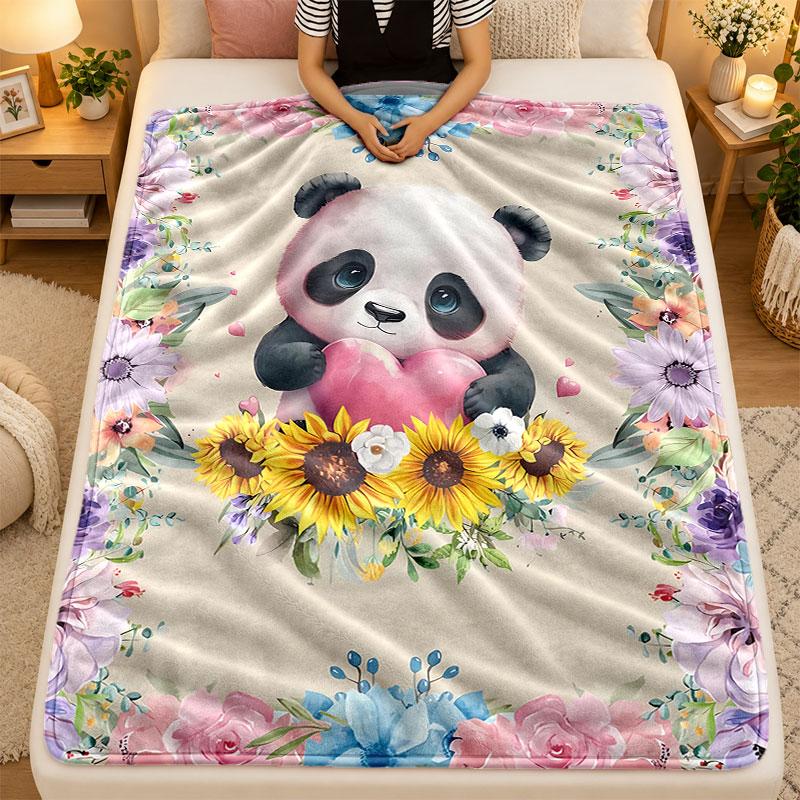 Flannel BlanketPanda Warm Soft Throw Blanket for Indoor Sofa Bed Living Room Use