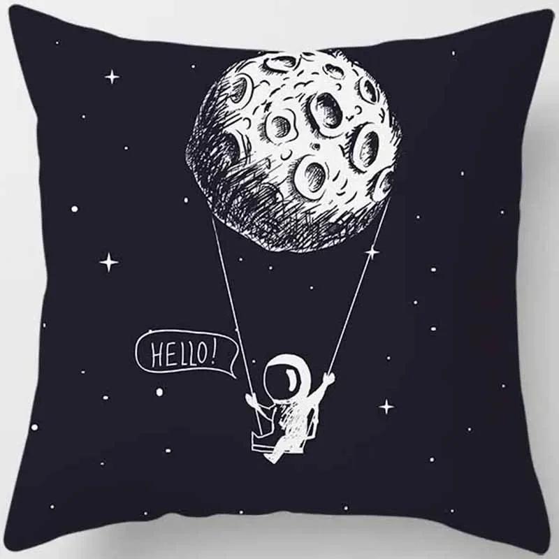 Cartoon Humor Astronaut Print Square Pillowcase Home Decor Car Sofa Cushion Cover