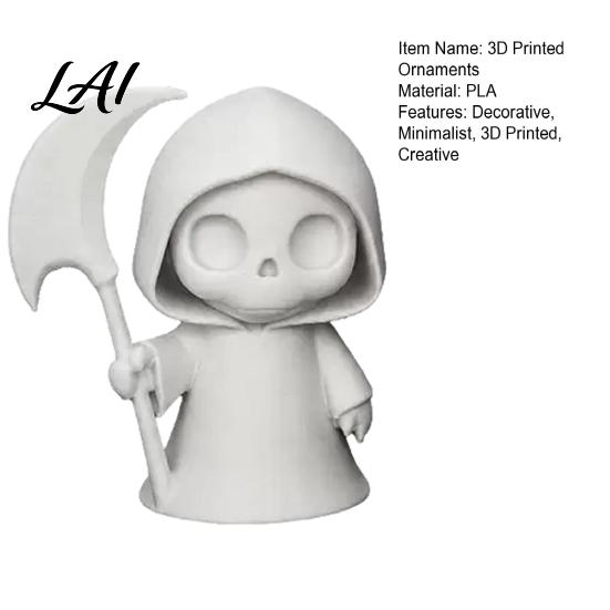Personalized Desk Accessory 3D Printed Ghost Figurine Cute Desktop Ornament Mini One-piece Molded Ornament Halloween Reaper Statue for Office Study
