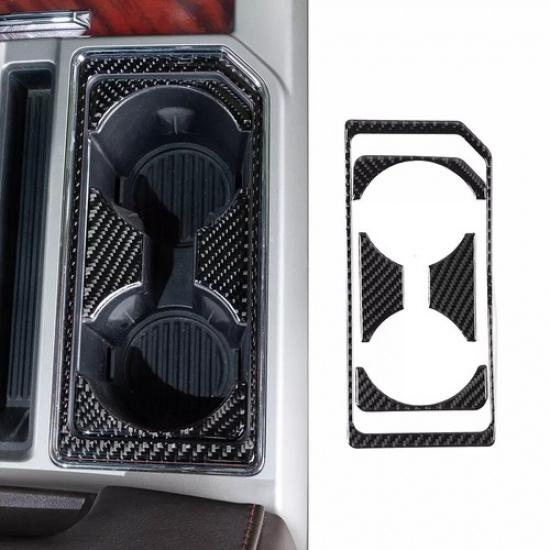 Front Water Cup Holder Cover Trim Decor Frame For Ford F150 2015-20 Carbon Fiber