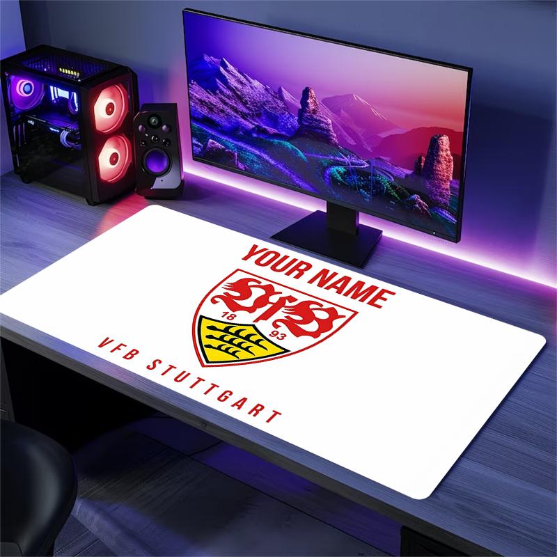 Custom Name,VfB Stuttgart Mouse Pad, Large Gaming Desk Mat, Non-slip XXL Mousepad for Laptop & Tablet, Mini PC Playmat with Stitched Edges