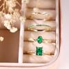 4pcs Set Green Stone Rings Set for Women Gold Color Oval Square Cut Vintage Finger Ring Fashion Jewelry Gift