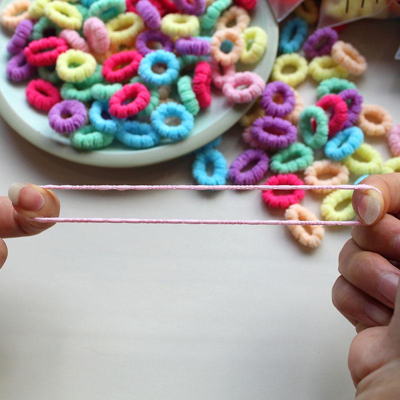 100pcs/bag Kids Elastic Hair Bands Children Coffee Color Colorful Hair Rope Hair Ties Headwear Girls Kids Hair Accessories
