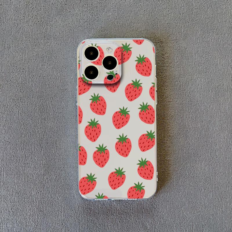 Чехол для телефона с рисунком фруктов (банан, клубника) Прозрачный для iPhone 14 13 12 11 Pro Max 13 12 Mini 14 7 8 Plus XR XS X Прозрачные чехлы