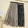 2025 Spring/Summer Plus Size Elastic Waist Chiffon Floral A-line Midi Skirt