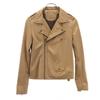 Sheep Leather Leather Double Riders Jacket 36 Beige Brown Women Used