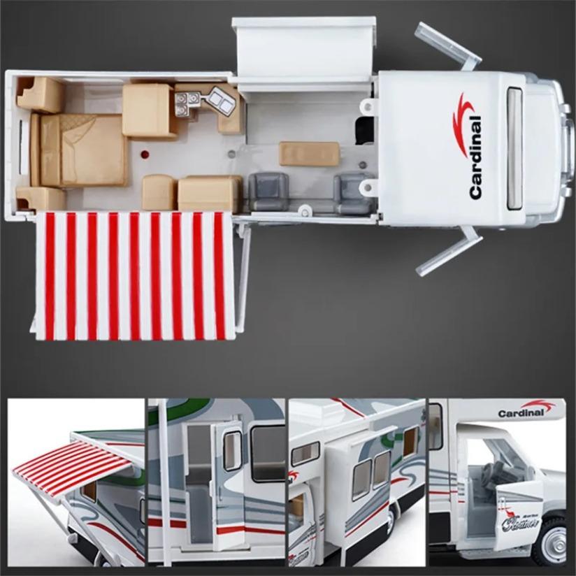 1/28 литой роскошный дом на колесах модель автомобиля для отдыха металлический кемпер фургон автодом туристический автомобиль модель звуковая и световая детская игрушка подарок