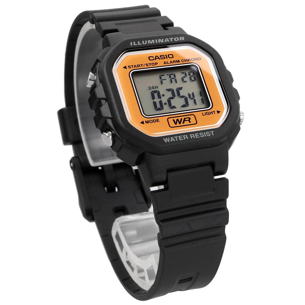 Casio Цифровые часы LA-20WH-9A для женщин и девушек, черно-оранжевые, международная модель [параллельный импорт]