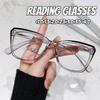 Унисекс Модные Прозрачные Очки для Чтения в Квадратной Оправе HD Защита от Синего Света Очки для Дальнозоркости Стильные Очки в Полной Оправе +3.5+4.0