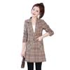 Элегантное шерстяное пальто в сетку, женское тонкое пальто средней длины, осенне-зимние куртки, однобортный шерстяной пиджак, верхняя одежда 5XL