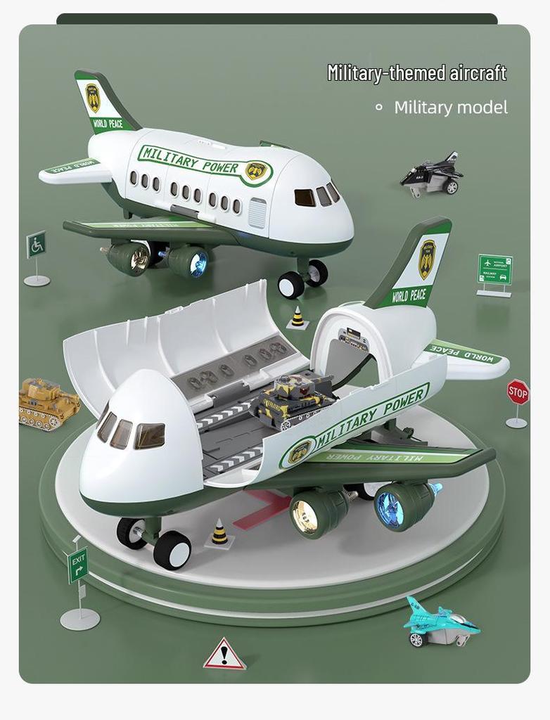 Extra Large Inertial Airplane Toy with Lights & Music - Educational Storage Set for Kids