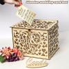 DIY Wooden Business Card Box With Lock Mr. Mrs. Sign In Carving Box Wedding Guest Book Hollow Floral Pattern Decor Gift Envelope