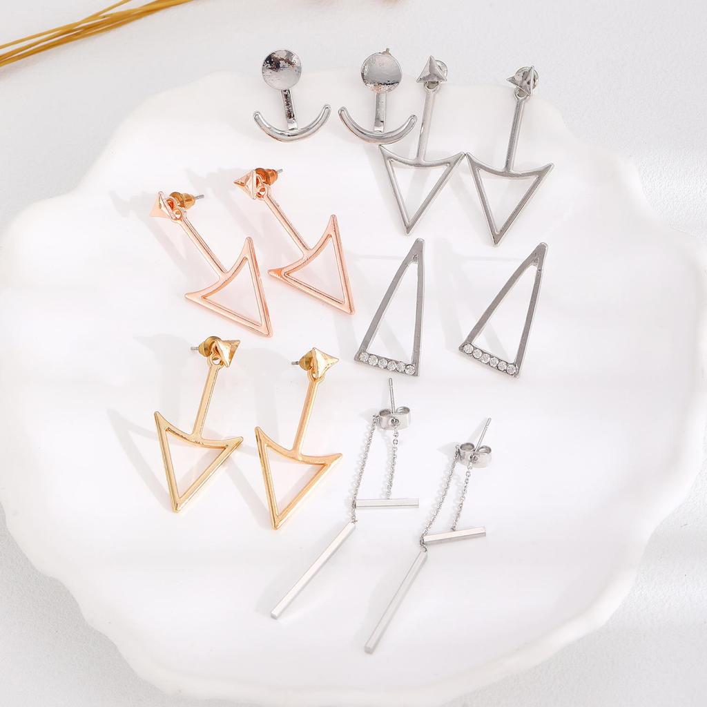 Винтажные геометрические треугольные серьги: Модные аксессуары из ретро-сплава для женщин