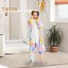 Flannel Lounge Jumpsuit with Exclusive Animal Hat Bright Colored Pajamas Long Sleeve Starry Pattern Cartoon Style Lounge Kids Daily Wear