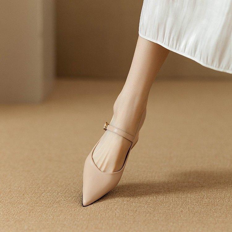 Французские туфли Мэри Джейн из мягкой кожи женские 2025 осень новые квадратный каблук одинарные туфли с юбкой средний каблук высокие каблуки толстый каблук модные