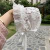 Шапочка для девочки с ажурной отделкой, кружевная шапочка, крестильная шапочка, детская шапка-бини с широкими полями, защита от солнца M020