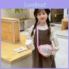 Trendy Shimmering Heart Kids Crossbody Bag In Soft Pink And Rainbow Colors