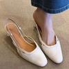 Fashion New Sandal Elastic Band Women's Female Shoe Clear Heels Slip-on New Girls Closed Pointed Summer Spring  Fashion Retro Low Heeled
