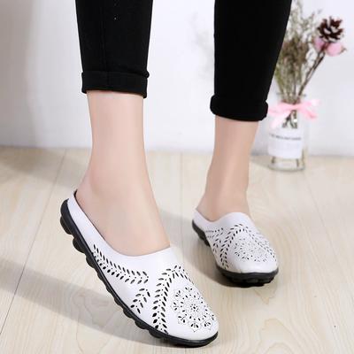 Женские весенне-осенние низкие туфли на плоской подошве с полыми бобами, женские одинарные туфли большого размера, полутапочки