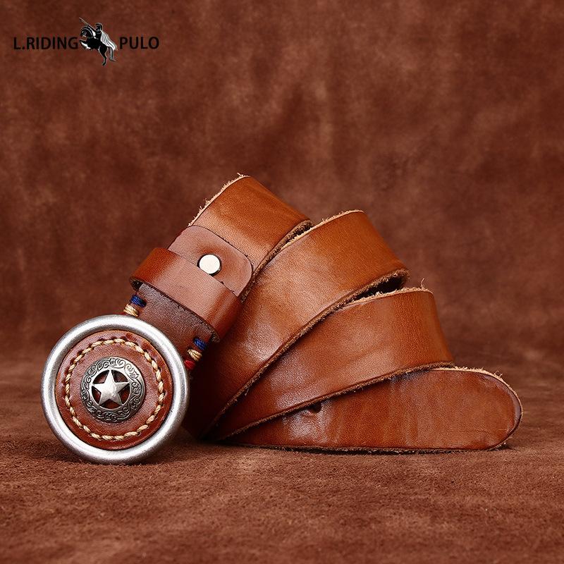 Тренд личности Утолщенная Натуральная Кожа Коровья Кожа Гладкая Пряжка Ремень Мужской Ремень Корейский Стиль Ретро Все-сочетаемый