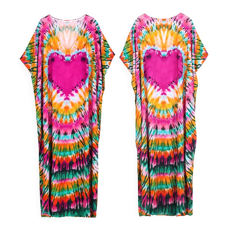 EDOLYNSA Турецкий халат с принтом и рукавами «летучая мышь», летняя туника, купальник больших размеров, накидка для женских купальников, синие платья-кафтаны Q1415