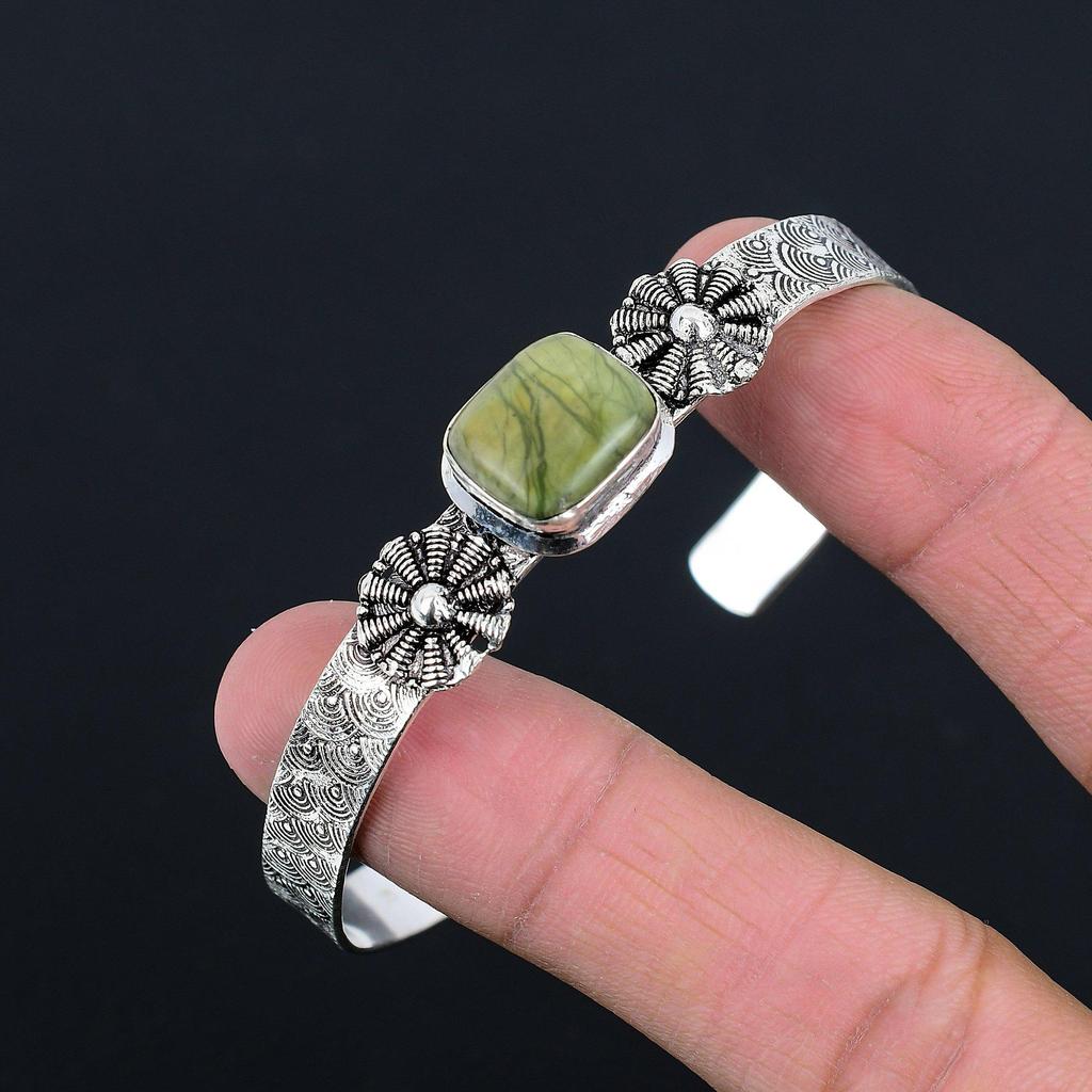 Daughters Day Sale 925 Sterling Silver Natural Polychrome Jasper Bangle Bracelet
