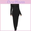 Long Sleeve Stretch Polyester Elegant Bodycon Dress For Office Women