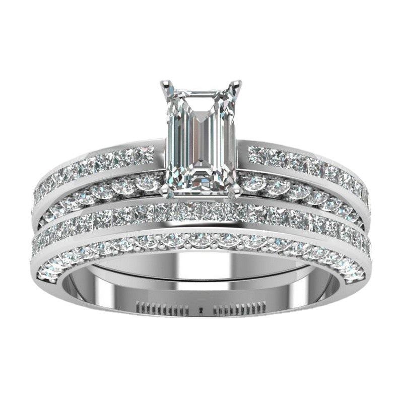 Electroplated Zircon Couple Ring, Popular Fashion Women'S Jewelry