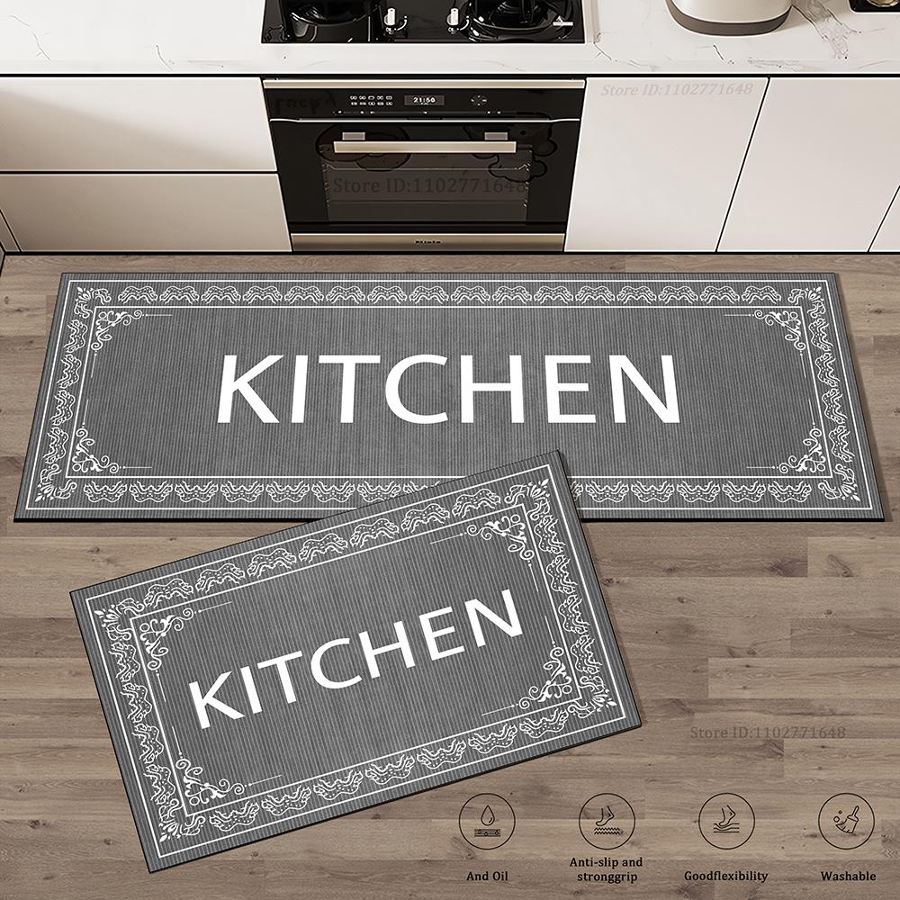 Kitchen Rug Waterproof Oilproof Kitchen Mat Printed Antislip Mat Soft Bedroom Corner Rug Living Room Large Floor Carpet Doormat