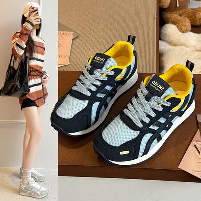 Европейские товары 2025 осень новые толстоподошвенные немецкие тренировочные туфли женские сетчатые дышащие повседневные спортивные туфли модный тренд универсальная обувь
