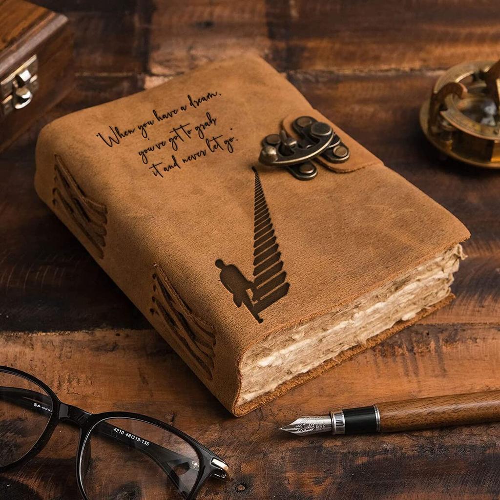 Кожаная обложка, винтажная бумага ручной работы с декоративными краями и металлическим замком, ежедневник-планировщик, тетради для письма (100 страниц, 5x7 дюймов)