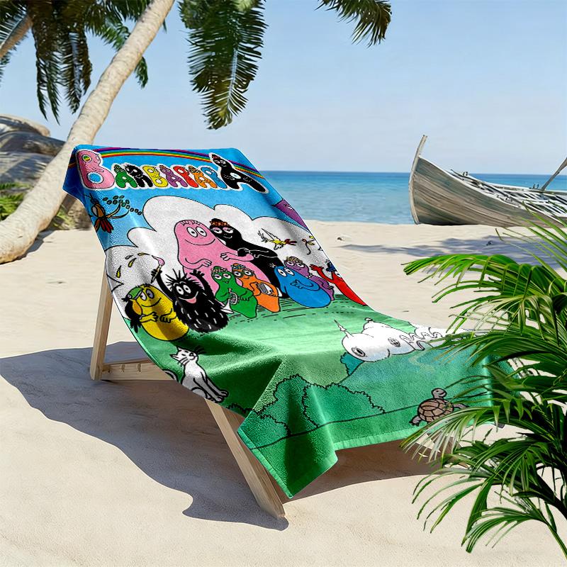 Barbapapa Family Print Beach Towel, Large Soft Quick Dry Towel for Beach Camping Swimming