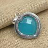 Голубой халцедоновый драгоценный камень стерлингового серебра 925 пробы ручной работы кулон ювелирные изделия для женщин