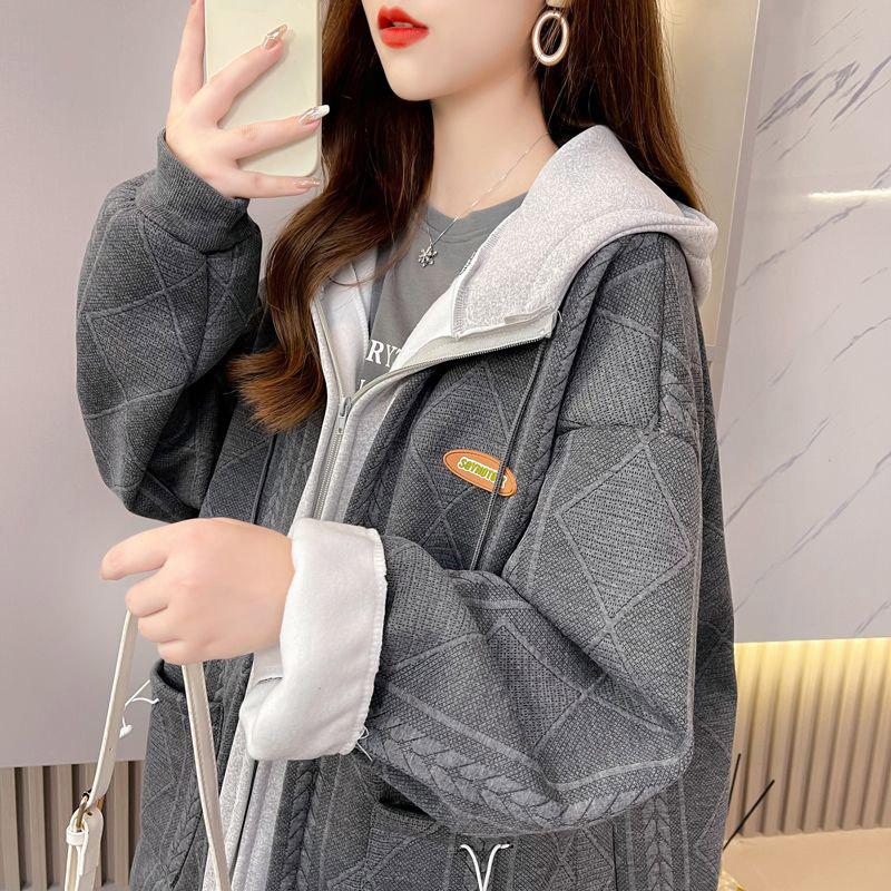 Пальто оверсайз, женское осенне-зимнее утолщенное пальто с капюшоном, женские теплые свободные топы, повседневный удобный топ на молнии