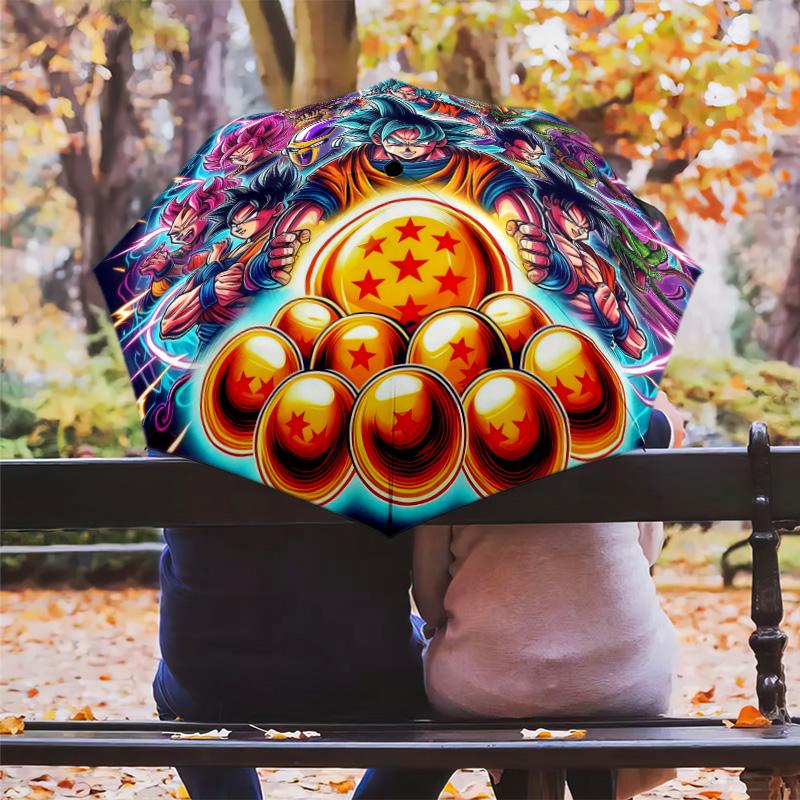 1 шт. Автоматический складной зонт - Узор Dragon Ball Портативная складная конструкция с 8 спицами Рождественские и новогодние подарки