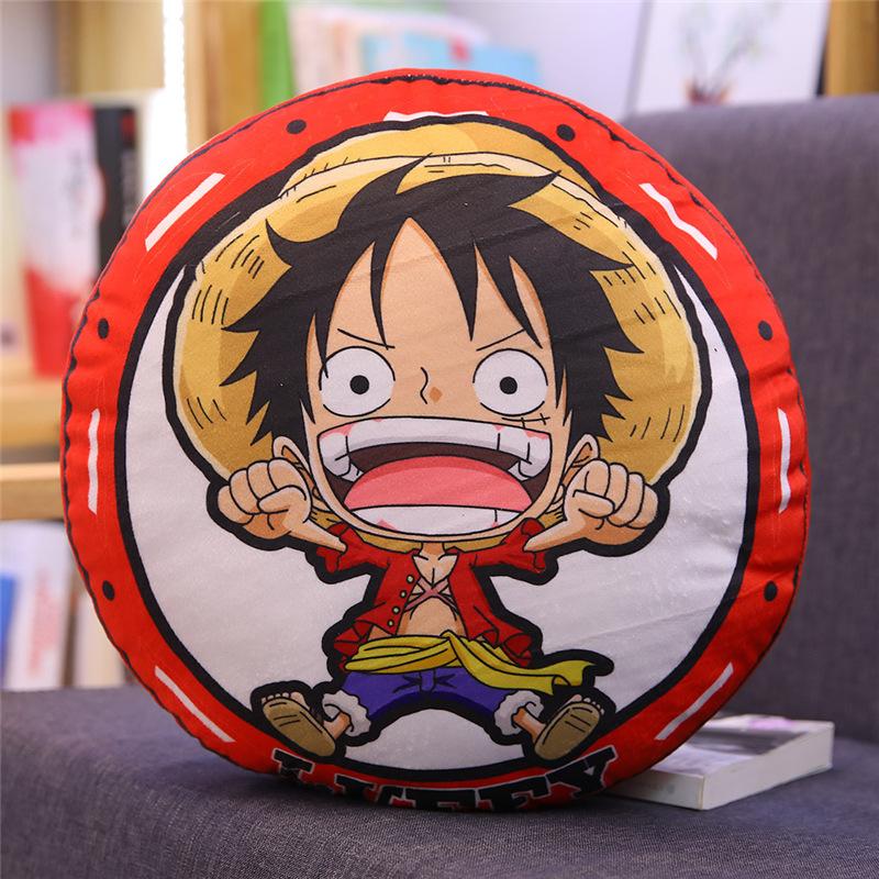 Новая круглая подушка One Piece Аниме Периферия Луффи Чоппер Двусторонняя печать Подушка для сна Подушка Декор для комнаты Дивана Подарок