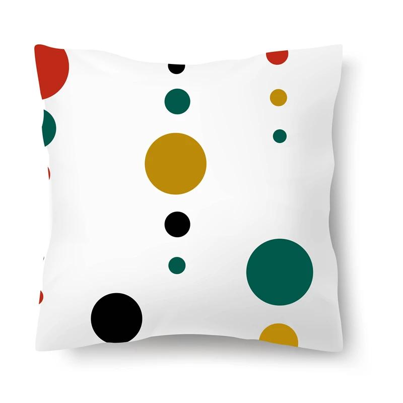 Home Decoration Bedroom Living Room Car Cushion Cover Pillowcase Colorful Dot Decorative  Sofa