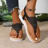 Sandals Women's Summer New Rhinestone Wedge Sandals Muffin Thick-soled Elastic Herringbone Sandals