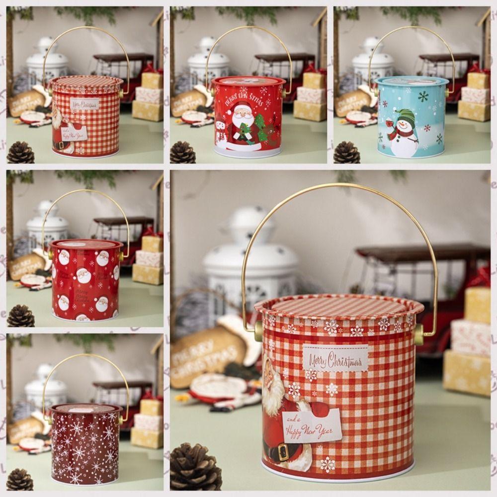 Santa Claus Christmas Candy Box Snowman Cookies Biscuit Case Xmas Candy Bucket New Year