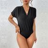 Summer Sexy Women Bodysuits Batwing Sleeve Solid V Neck Rompers