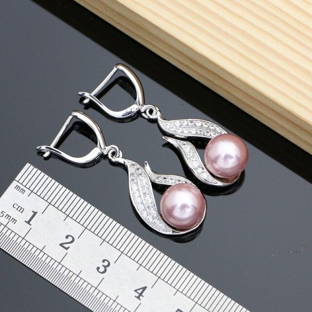 925 Sterling Silver Jewelry Earring Freshwater Pearls White Cz Beads Drop Dangle Earrings For Women Free Gifts Box