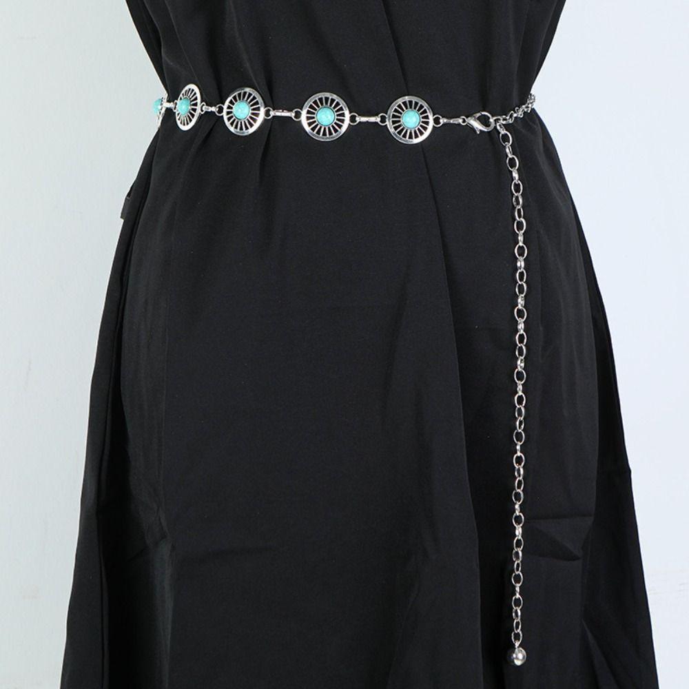 Minority Design Turquoise Waist Chain Metal Women's Body Jewelry Western Country Waist Chain Girls
