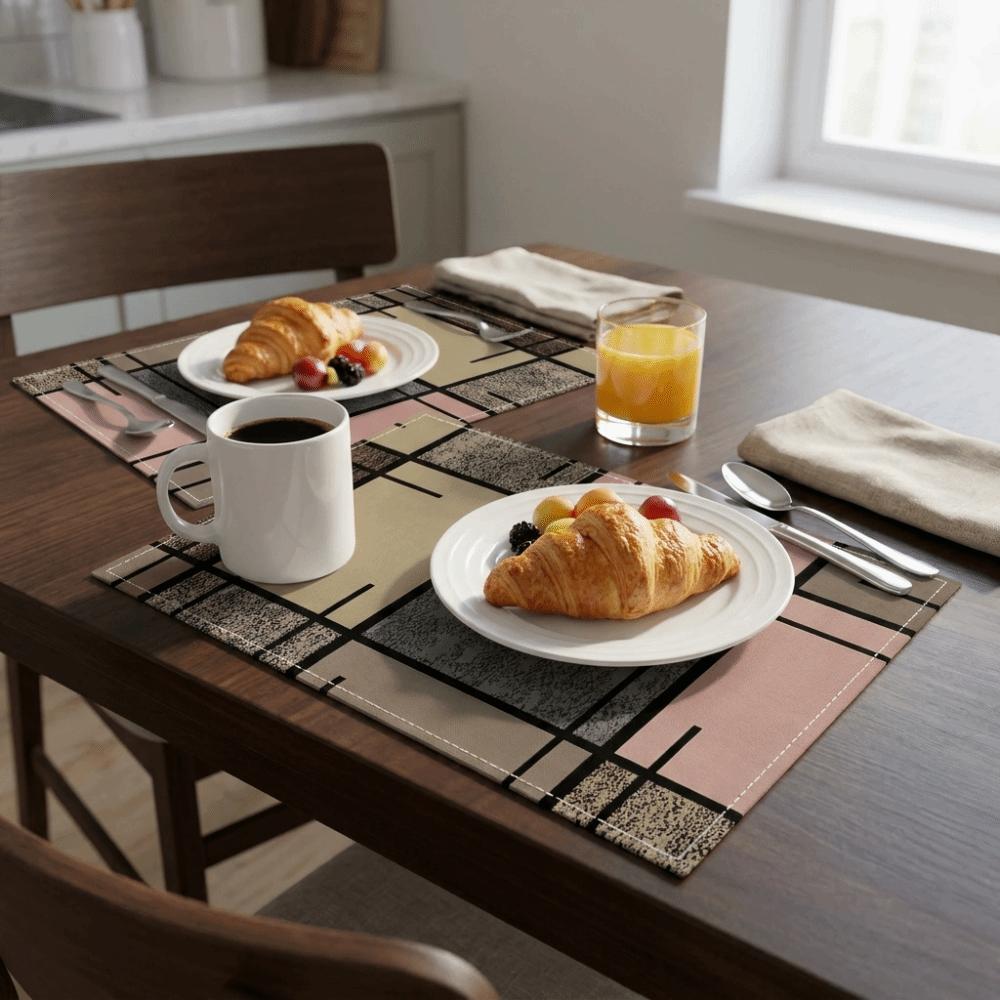 2PCS Oil-Proof Dining Table Mat Rectangular Coffee Cup Mats Washable Heat-Insulating Mat Kitchen