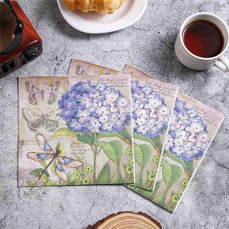 Good-Flower Butterfly Printed Paper Disposable Table Dinner Napkin 20Pcs/Pack 33X33cm Tissues
